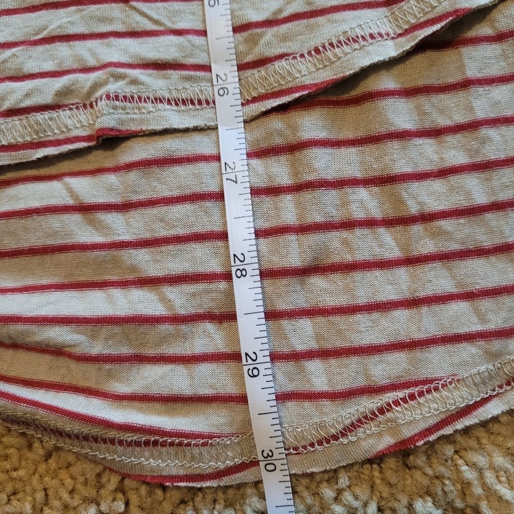 We The Free Womens T-Shirt Beige Red Stripe 3/4 Sleeve Medium Boho - Picture 11 of 15